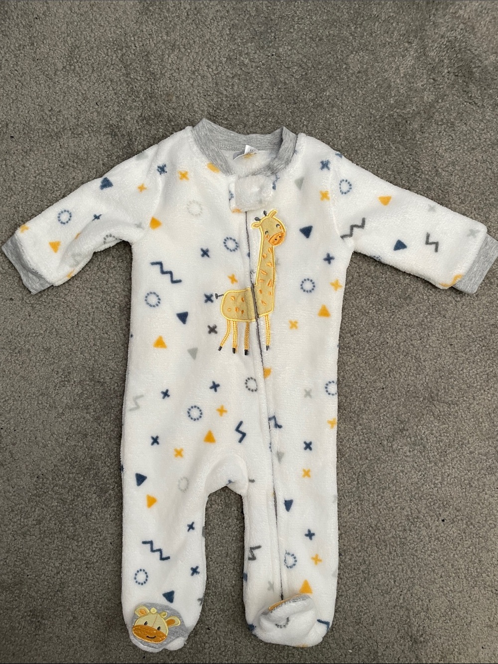 3-6 month neutral Soft Fleece One-Piece with Giraffe